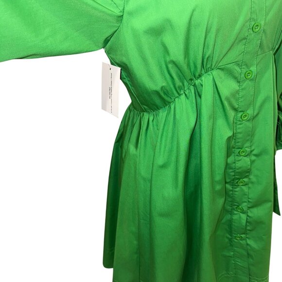 NWT Beulah Womens Green Empire Waist Party Dress Puff Sleeves Adjustable Ties S - Picture 12 of 13